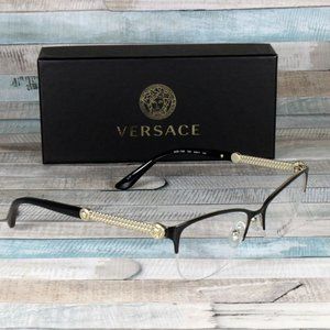 Versace Black and Gold 53mm Womens Eyeglasses
